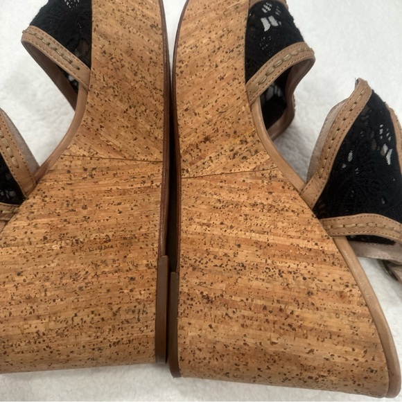 House of Harlow 1960 platform Gladys wedge sandals cork black lace size 40 - Picture 5 of 8